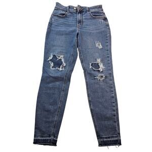 M jeans maurices S REG stretch distressed pull on jeans casual maternity? READ